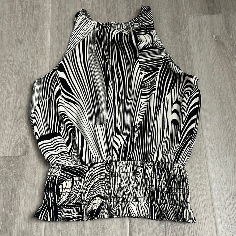Express Black and White Smocked Tank Top size Xs
